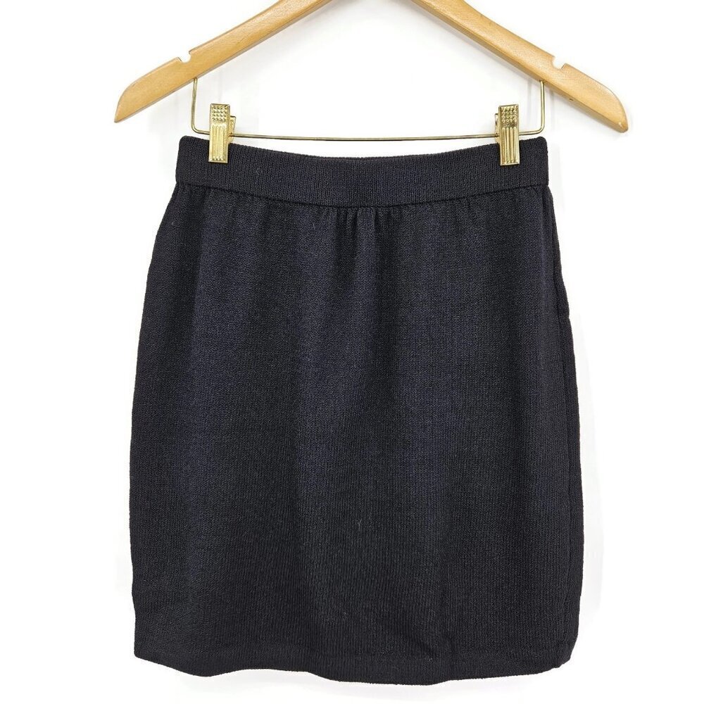 St John Basics Black Mini Skirt Womens 2 Santana Knit